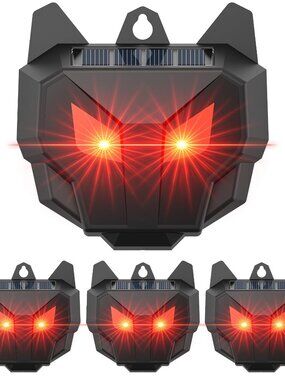 New in box 4 Pack Solar Nocturnal Animal Repeller with Red Flashing Lights, Huma